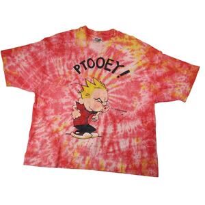 Vintage Calvin and Hobbes Graphic Tie Dyed Graphic T Shirt